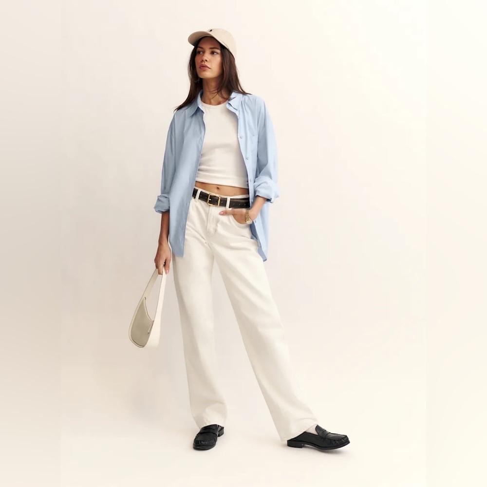 Reformation Cream Straight Leg Jeans